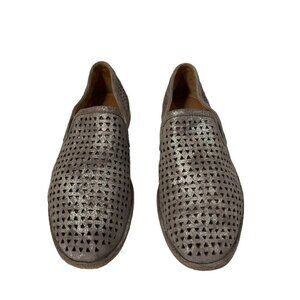 H.S. Trask Leather Metallic Perforated Slip-on Casual Comfort Shoes 7